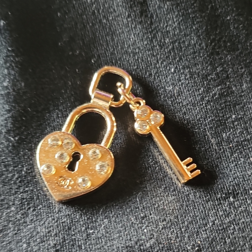 Gold Heart Lock and Key Charm